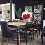 Chandon Dining Table Distressed Black with Limewash Top