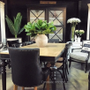 Chandon Dining Table Distressed Black with Limewash Top