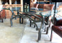 Hobbs Industrial Dining Table with Glass Top  INDUSTRIAL RUSTIC Style, CAFE FURNITURE, TABLES, TABLES Dining Tables, STORAGE Consoles & Desks, CAFE FURNITURE Table Tops & Tables