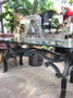 Hobbs Industrial Dining Table with Glass Top  INDUSTRIAL RUSTIC Style, CAFE FURNITURE, TABLES, TABLES Dining Tables, STORAGE Consoles & Desks, CAFE FURNITURE Table Tops & Tables