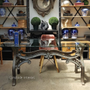 Hobbs Industrial Dining Table with Glass Top  INDUSTRIAL RUSTIC Style, CAFE FURNITURE, TABLES, TABLES Dining Tables, STORAGE Consoles & Desks, CAFE FURNITURE Table Tops & Tables