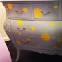 Couleur Bombe French Commode Grey with Yellow Polka Dots