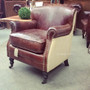 Doctus Aged Leather and Hessian Linen Style Armchair AGED LEATHER, CAFE FURNITURE Stools & Chairs