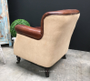 Doctus Aged Leather and Hessian Linen Style Armchair AGED LEATHER, CAFE FURNITURE Stools & Chairs
