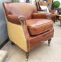 Doctus Aged Leather and Hessian Linen Style Armchair AGED LEATHER, CAFE FURNITURE Stools & Chairs