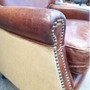 Doctus Aged Leather and Hessian Linen Style Armchair AGED LEATHER, CAFE FURNITURE Stools & Chairs