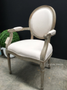 Sansa Carver Chair Weathered Oak with cream upholstery  FRENCH  FURNITURE, CHAIRS, HAMPTONS Style, PLANTATION Style, CHAIRS Dining, CHAIRS Lounge, LIVING Room, LIVING Chairs