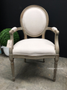 Sansa Carver Chair Weathered Oak with cream upholstery  FRENCH  FURNITURE, CHAIRS, HAMPTONS Style, PLANTATION Style, CHAIRS Dining, CHAIRS Lounge, LIVING Room, LIVING Chairs