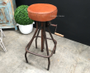 Cruz Adjustable Industrial Stool with Leather Seat  INDUSTRIAL RUSTIC Style, CHAIRS, CAFE FURNITURE, CHAIRS Stools, CAFE FURNITURE Stools & Chairs