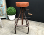 Cruz Adjustable Industrial Stool with Leather Seat  INDUSTRIAL RUSTIC Style, CHAIRS, CAFE FURNITURE, CHAIRS Stools, CAFE FURNITURE Stools & Chairs