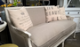 Worthington Sofa Canape Distressed White with Cream Upholstery