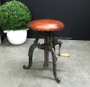 Valor Adjustable Industrial Stool with Crank Leather Seat  INDUSTRIAL RUSTIC Style, CHAIRS, CAFE FURNITURE, CHAIRS Stools, CAFE FURNITURE Stools & Chairs