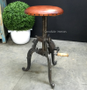 Valor Adjustable Industrial Stool with Crank Leather Seat  INDUSTRIAL RUSTIC Style, CHAIRS, CAFE FURNITURE, CHAIRS Stools, CAFE FURNITURE Stools & Chairs