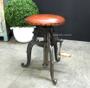 Valor Adjustable Industrial Stool with Crank Leather Seat  INDUSTRIAL RUSTIC Style, CHAIRS, CAFE FURNITURE, CHAIRS Stools, CAFE FURNITURE Stools & Chairs