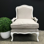 Catelyn Armchair Distressed White cream upholstery  FRENCH  FURNITURE, CHAIRS, HAMPTONS Style, PLANTATION Style, CHAIRS Lounge, LIVING Room, LIVING Chairs