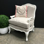 Catelyn Armchair Distressed White cream upholstery  FRENCH  FURNITURE, CHAIRS, HAMPTONS Style, PLANTATION Style, CHAIRS Lounge, LIVING Room, LIVING Chairs