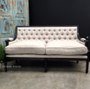 Pearson Sofa Canape Distressed Black with Cream Upholstery  FRENCH  FURNITURE, CHAIRS, HAMPTONS Style, PLANTATION Style, CHAIRS Lounge, LIVING Room, LIVING Chairs