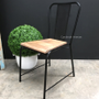 Arrow Industrial Mesh Dining Chair with wooden seat Distressed Black