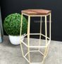 Hex Bar Stool Distressed off white Cream