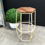Hex Bar Stool Distressed off white Cream