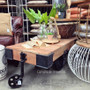 Cartage Industrial Coffee Table on Castors Distressed Black