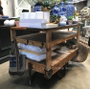 Cartage Industrial Workbench Island Cart on Castors  INDUSTRIAL RUSTIC Style, CAFE FURNITURE, TABLES, STORAGE Consoles & Desks, CAFE FURNITURE Table Tops & Tables, CAFE FURNITURE Storage