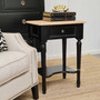 Nadine II Hamptons 1 Drawer Bedside Distressed Black Limewash Top  BEDROOM, HAMPTONS Style, PLANTATION Style, LIVING Coffee & Side Tables, BEDROOM Bedsides