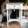 Nadine II Hamptons 1 Drawer Bedside Distressed WhiteLimewash Top