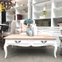 Grayson Coffee Table French Handles Distressed White with Limewash Top