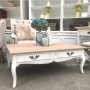 Grayson Coffee Table French Handles Distressed White with Limewash Top