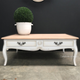 Grayson Coffee Table French Handles Distressed White with Limewash Top