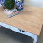 Grayson Coffee Table French Handles Distressed White with Limewash Top