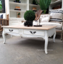 Grayson Coffee Table French Handles Distressed White with Limewash Top