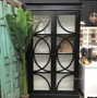 Mercia Glass Display Cabinet Distressed Black with white interior