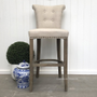 Montague Upholstered Buttoned Back Bar Stool Weathered Oak  FRENCH  FURNITURE, CHAIRS, HAMPTONS Style, PLANTATION Style, CHAIRS Dining, CHAIRS Stools