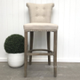 Montague Upholstered Buttoned Back Bar Stool Weathered Oak  FRENCH  FURNITURE, CHAIRS, HAMPTONS Style, PLANTATION Style, CHAIRS Dining, CHAIRS Stools