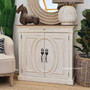 Styled setting of the Marmont Sideboard in a living room, demonstrating its versatility and storage capacity.