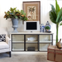 Alistair Glass TV Unit Sideboard Distressed off white  HAMPTONS Style, PLANTATION Style, LIVING Room, LIVING TV Media & Storage, TABLES Sideboards & Buffets, STORAGE, STORAGE Sideboards & Buffets