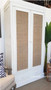 Tweed Hill Rattan Wardrobe Distressed White  BEDROOM, BEDROOM Wardrobes & Armoires, STORAGE, STORAGE Bookshelves & Cupboards, PLANTATION STYLE