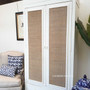 Tweed Hill Rattan Wardrobe Distressed White  BEDROOM, BEDROOM Wardrobes & Armoires, STORAGE, STORAGE Bookshelves & Cupboards, PLANTATION STYLE