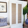 Tweed Hill Rattan Wardrobe Distressed White  BEDROOM, BEDROOM Wardrobes & Armoires, STORAGE, STORAGE Bookshelves & Cupboards, PLANTATION STYLE