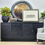 Ellery 4 Door Sideboard in Distressed Black exudes Chinoiserie charm, perfect for adding Hollywood glam to living rooms - Canalside Interiors