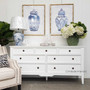 Frontal view of the Peninsula Range Sideboard in white, showcasing its timeless design and minor distressing for a classic look.