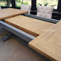 Balmoral Parquetry Double Extension Dining Table tables, extension tables, hamptons, hamptons table, provincial, plantation, dining tables, trestle base, dining room