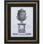 The Italian Piranesi Urn Reproduction Print in a classic frame, set against a refined living room wall, adding a touch of timeless elegance.