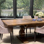 Full room view showcasing the Provence Parquetry Dining Table as the heart of a stylish, welcoming dining area.