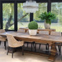 Lifestyle image of the dining table set for an intimate family meal in a Hamptons-inspired dining room.