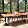 Angled view emphasizing the tabletop's thick wood slab, illustrating the blend of industrial strength and natural elegance.