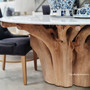 Root Trunk Table with Carrara Marble Top, Tree trunk, dining table, halltable, dining room, natural