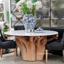 Root Trunk Table with Carrara Marble Top, Tree trunk, dining table, halltable, dining room, natural